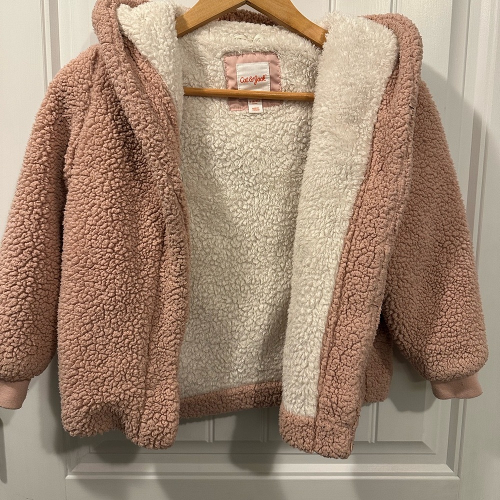 Cat & Jack Pink and White Sherpa Jacket